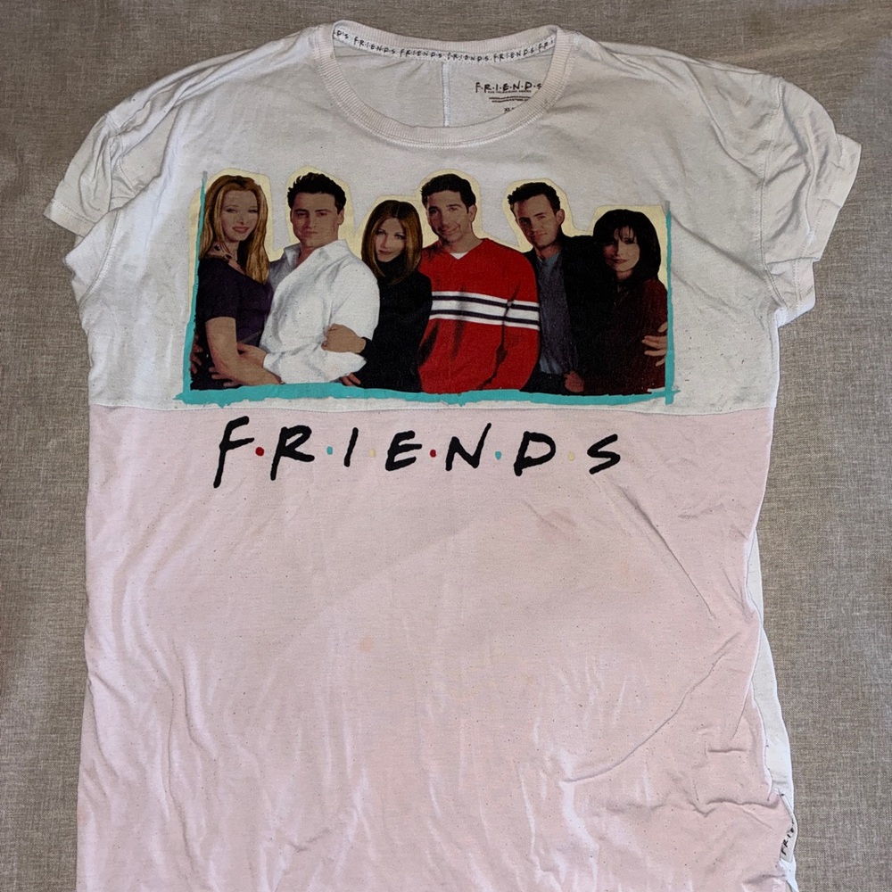 White and Pink Friends Graphic T-Shirt
